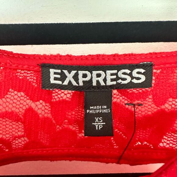 Express Women’s Extra Small Red Lace Sweetheart Mini Longsleeve Dress - Picture 2 of 5